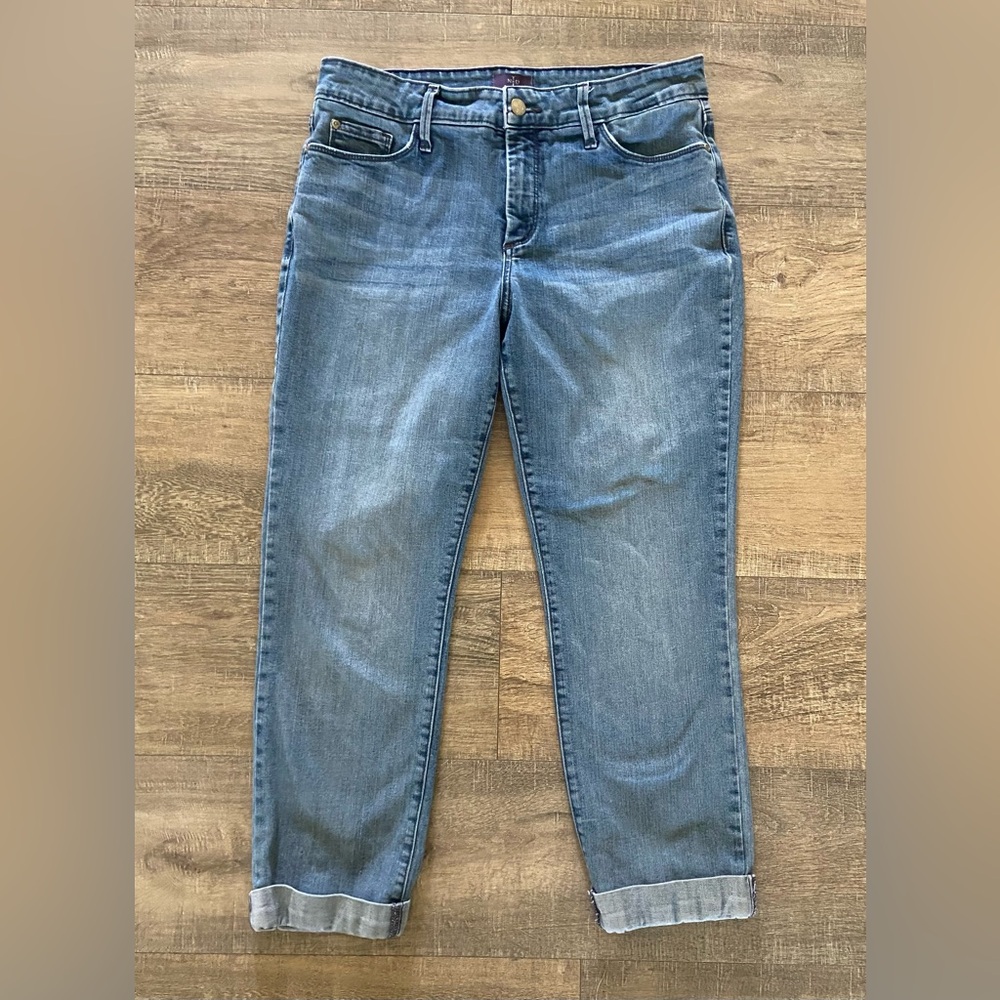 NYDJ women’s size 12P lift & tuck technology ankle jeans medium wash rolled hem